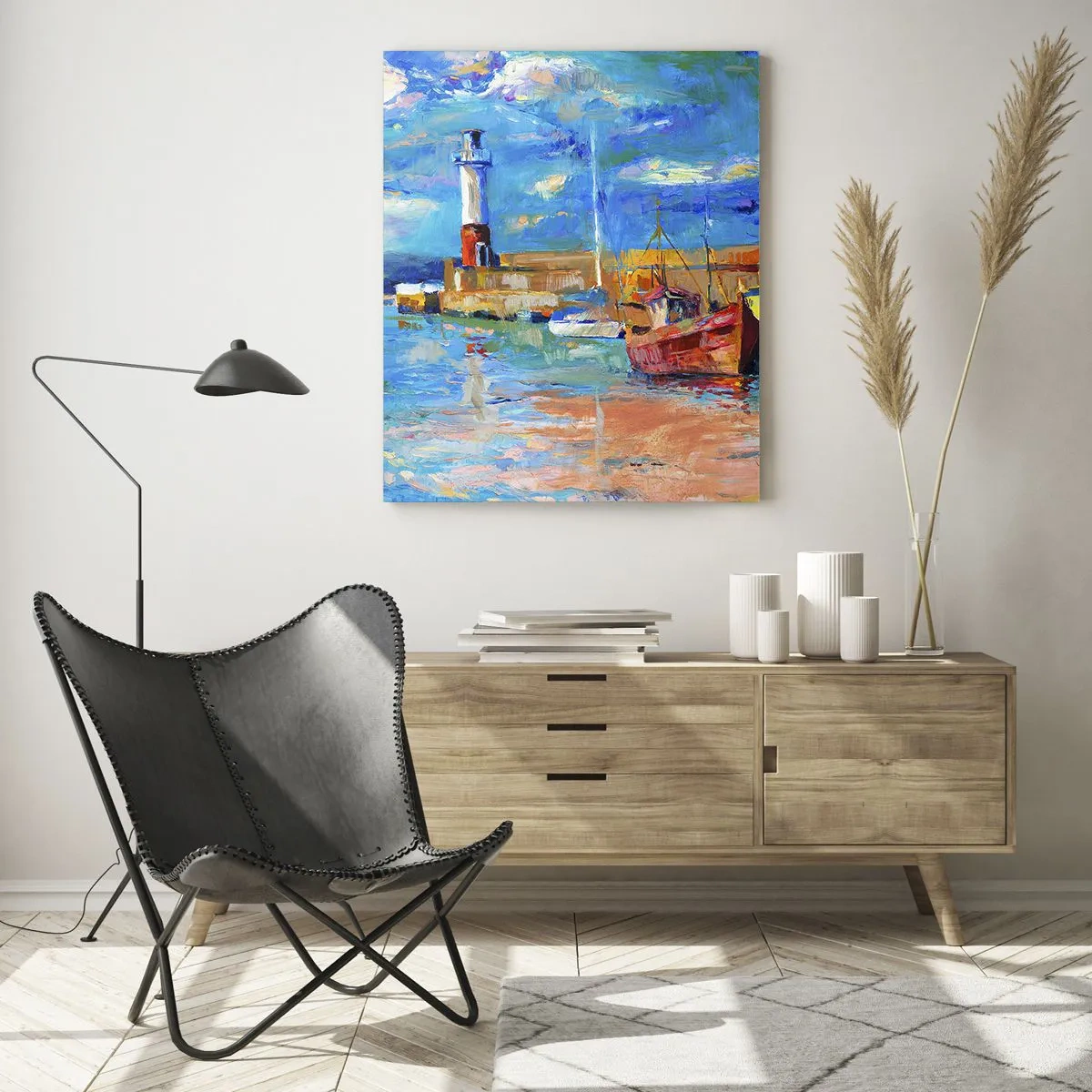 Glastavla - Bild på glas - Eftermiddag i regnbågsviken - 50x70 cm