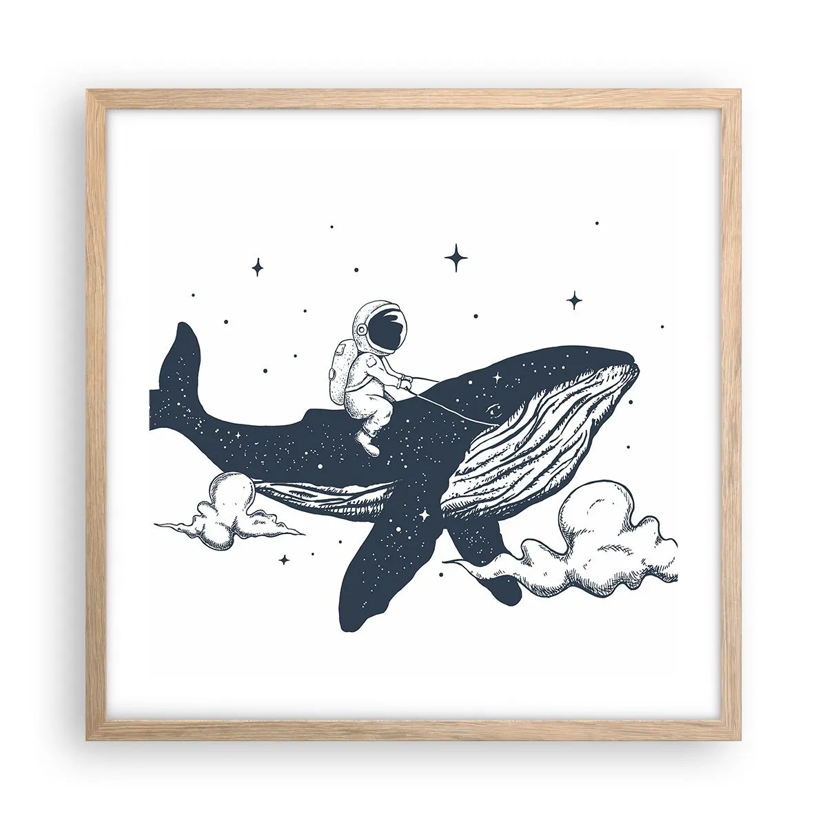 Affisch i ram av ljusek - Rymdäventyr - 50x50 cm