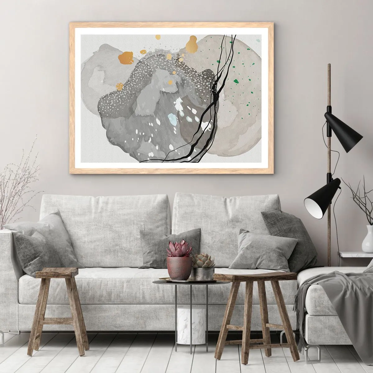 Affisch i ram av ljusek - Organisk komposition - 50x40 cm