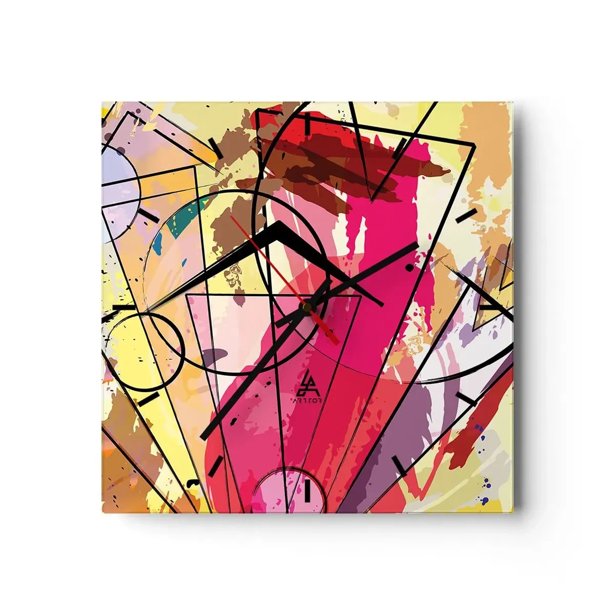 Väggklocka - Klocka på glas - Explosion - 30x30 cm