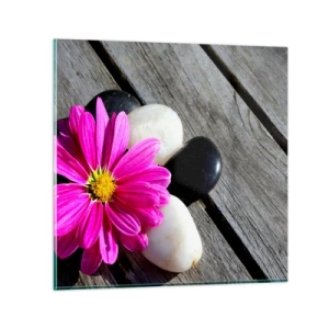 Glastavla - Bild på glas - Avkoppling på bryggan - 60x60 cm