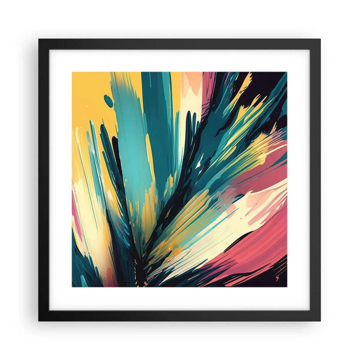 Affisch i svart ram - Komposition - en explosion av glädje - 40x40 cm