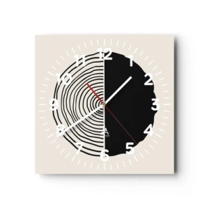 Väggklocka - Klocka på glas - Hälften hälften - 30x30 cm