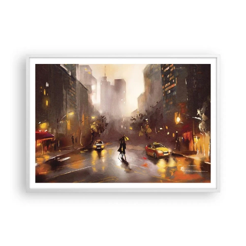 Affisch i vit ram - I New Yorks ljus - 100x70 cm