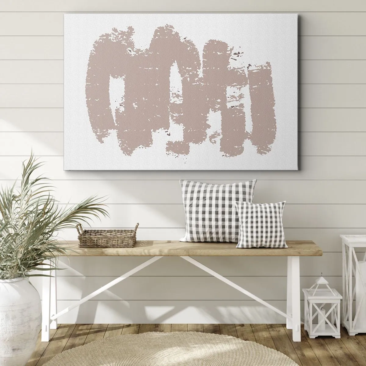 Canvastavla - Bild på duk - Mjuka rosa former mot en ljus bakgrund - 70x50cm - Abstraktion i mjuk rosa - Modern väggdekoration för vardagsrum och sovrum ARTTOR