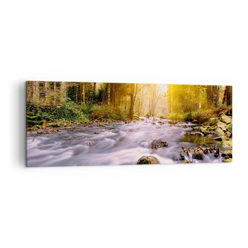 Canvastavla - Bild på duk - Malakit i silver-guld infattning - 140x50 cm