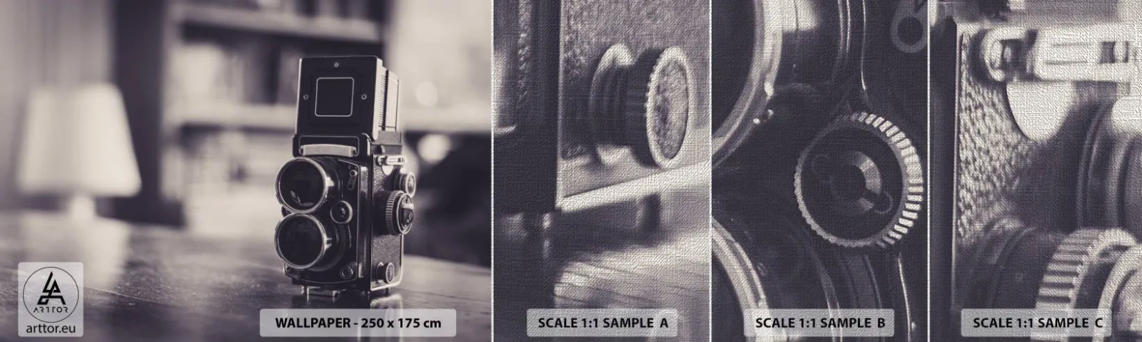 Provbit av fototapet Premium Canvas - Ett gammalt fotografis magi - Retro, Kamera, Årgång - 100x30 cm