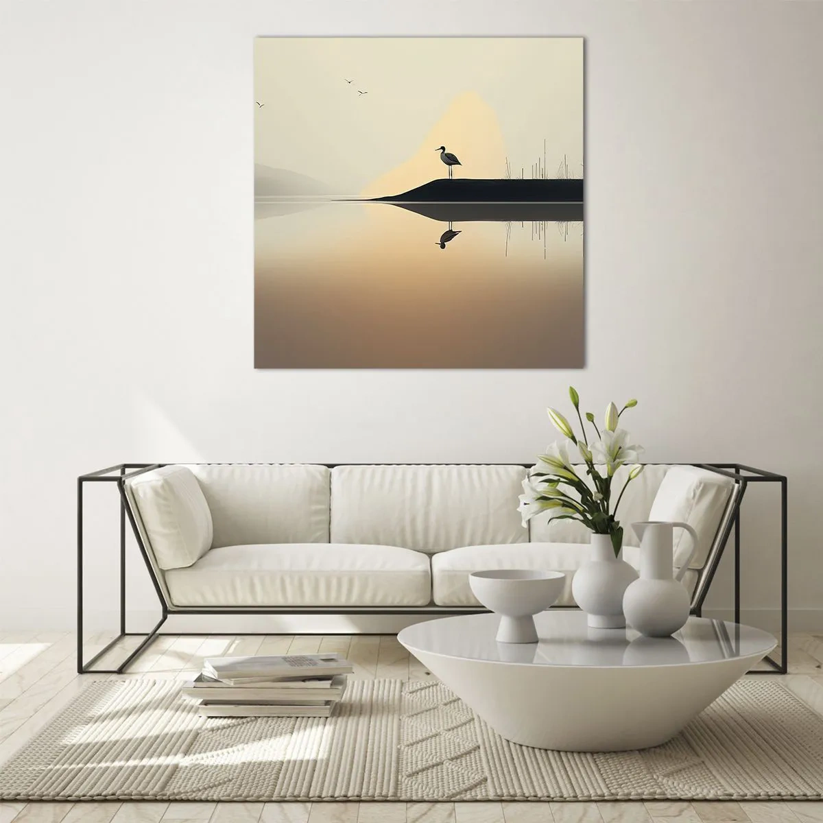 Glastavla - Bild på glas - Herre på sjön - 50x50 cm