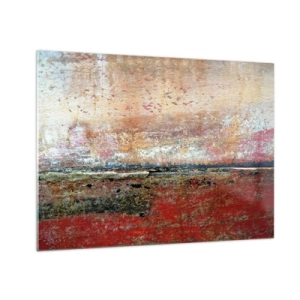 Glastavla - Bild på glas - Abstrakt textur i nyanser av rött och ockra - 70x50cm - Kanske är det havet - Modern väggdekoration för vardagsrum och sovrum ARTTOR