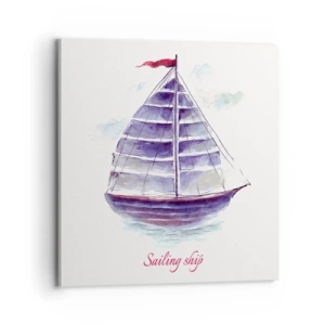 Canvastavla - Bild på duk - Fulla seglar och lugnt vatten - 70x70 cm