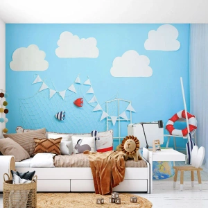 Fototapet Premium Canvas - Barnlängtan till naturen - För barn, Nautisk, Fiskebåt - 250x175 cm