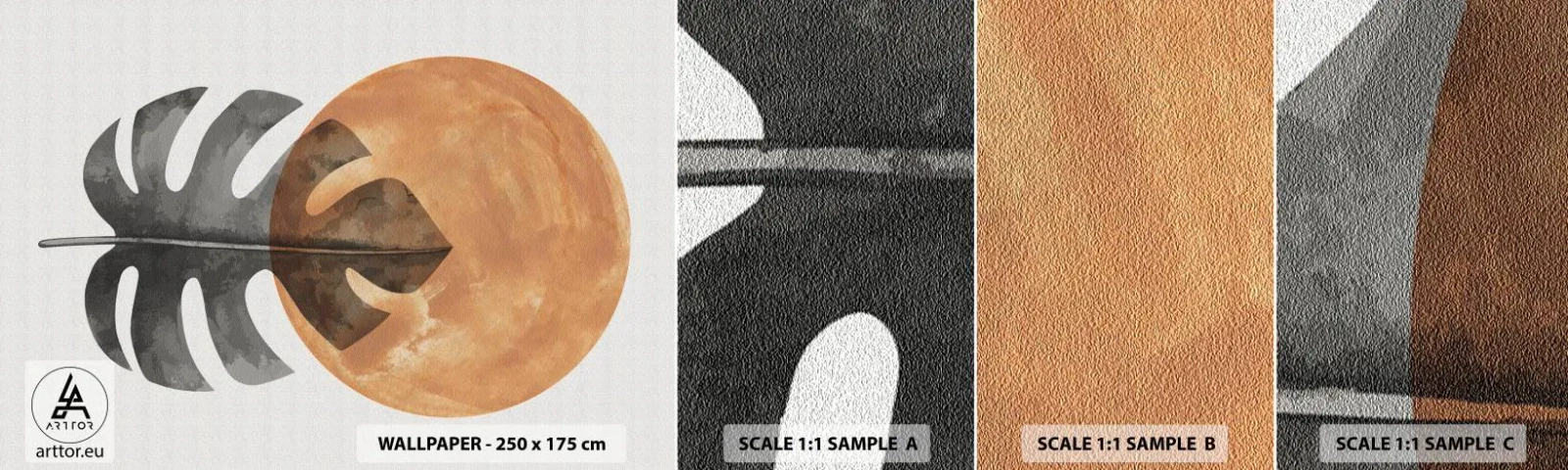 Provbit av självhäftande fototapet Deluxe Sticker - Alltid solen - Blad, Sol, Boho - 100x30 cm