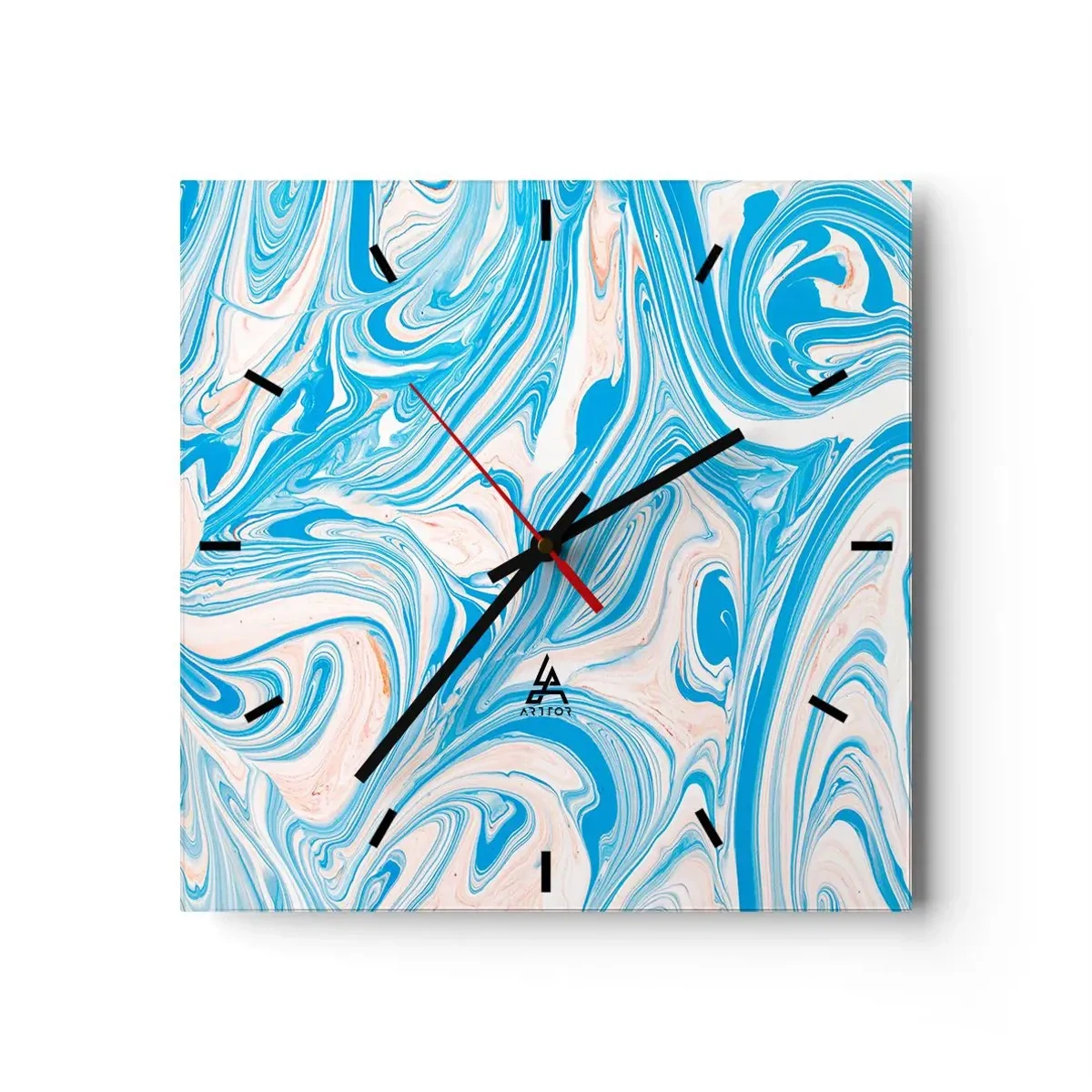 Väggklocka - Klocka på glas - Utspilld turkos - 30x30 cm