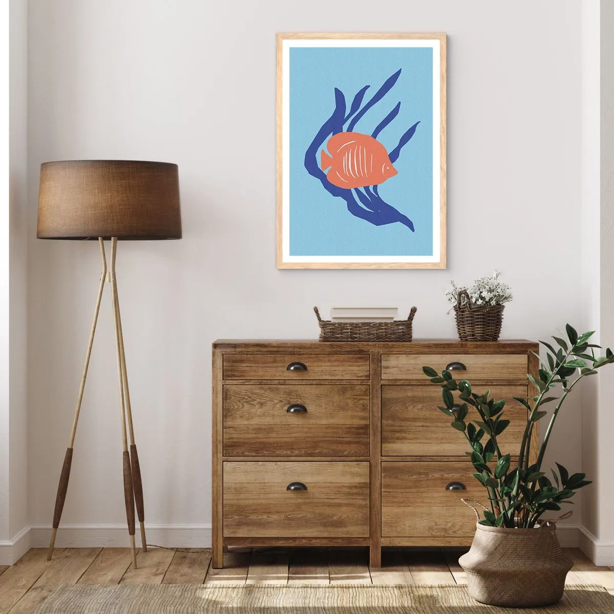 Affisch i ram av ljusek - Inneboende i korallvatten - 40x50 cm