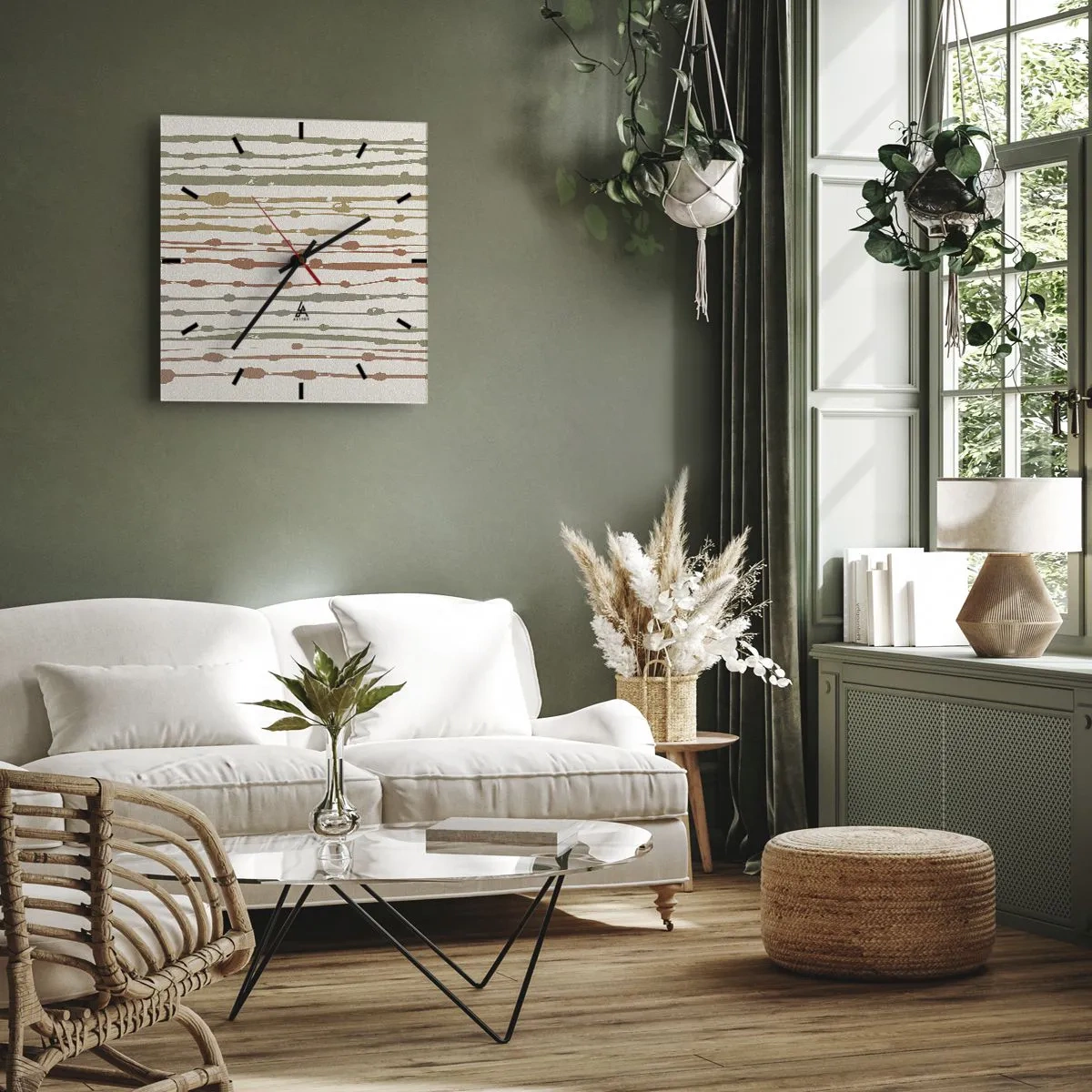 Väggklocka - Klocka på glas - Musikalisk färgnotation - 30x30 cm