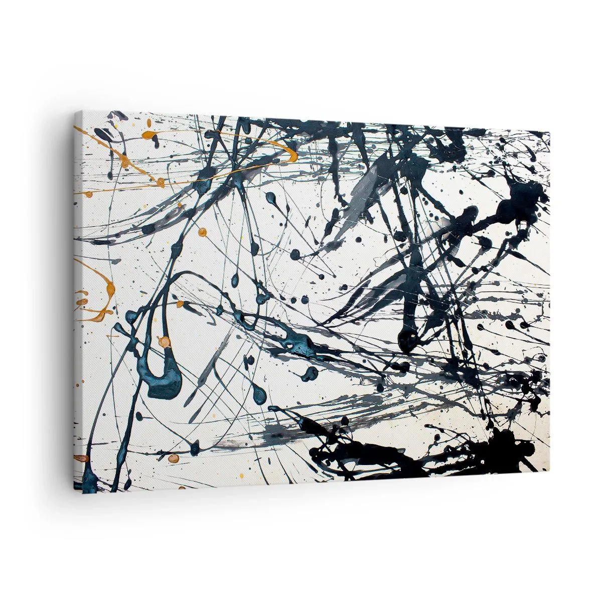 Canvastavla - Bild på duk - En abstrakt målning med färgstänk i dynamiska mönster. - 70x50cm - Expressionistisk abstraktion - Modern väggdekoration för vardagsrum och sovrum ARTTOR