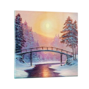 Glastavla - Bild på glas - De fyra årstiderna - vinter - 30x30 cm