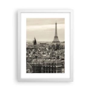 Affisch i vit ram - Över Paris tak - 30x40 cm