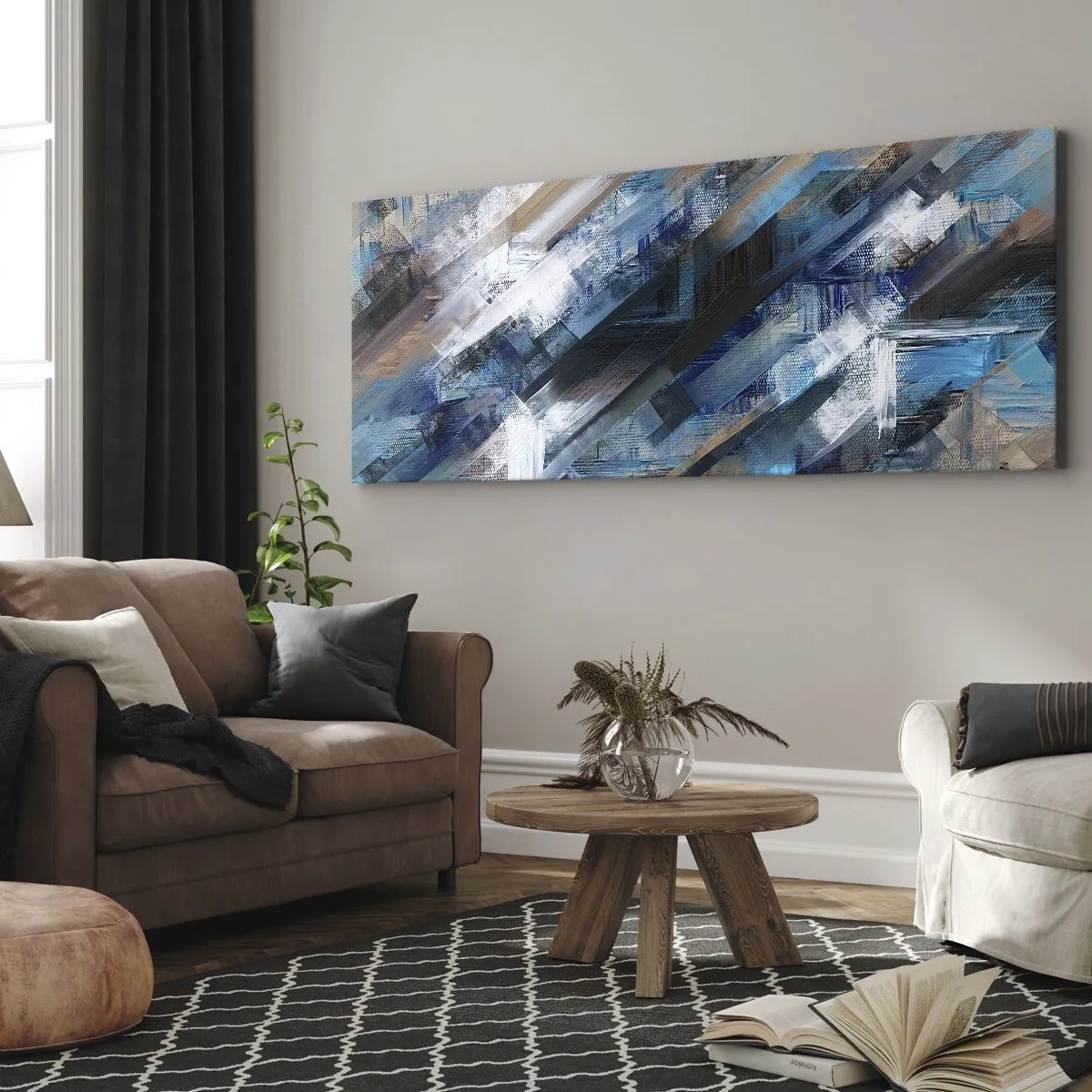 Canvastavla - Bild på duk - På en blå sluttning - 100x40 cm