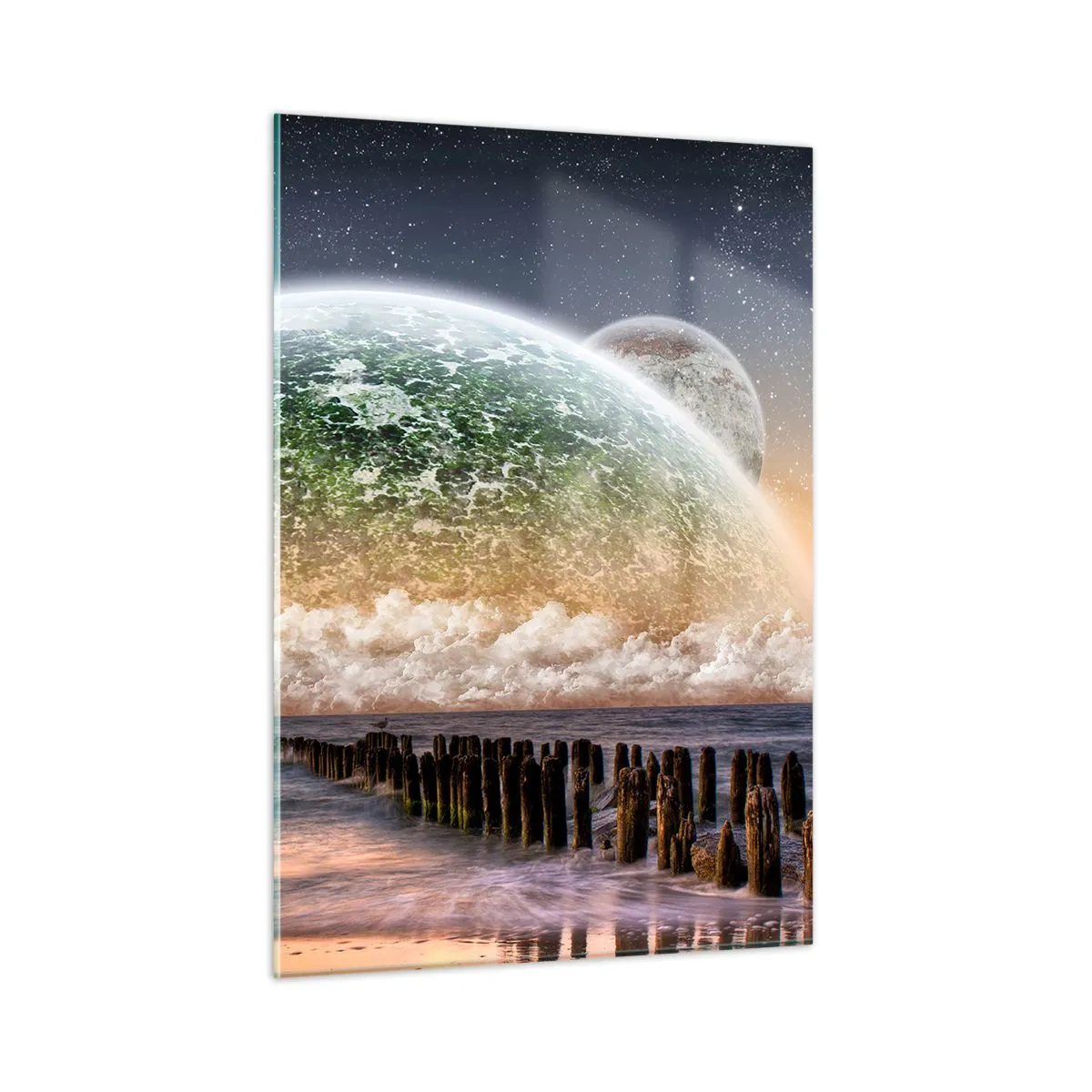 Glastavla - Bild på glas - Och världen uppstod ur vatten - 50x70 cm