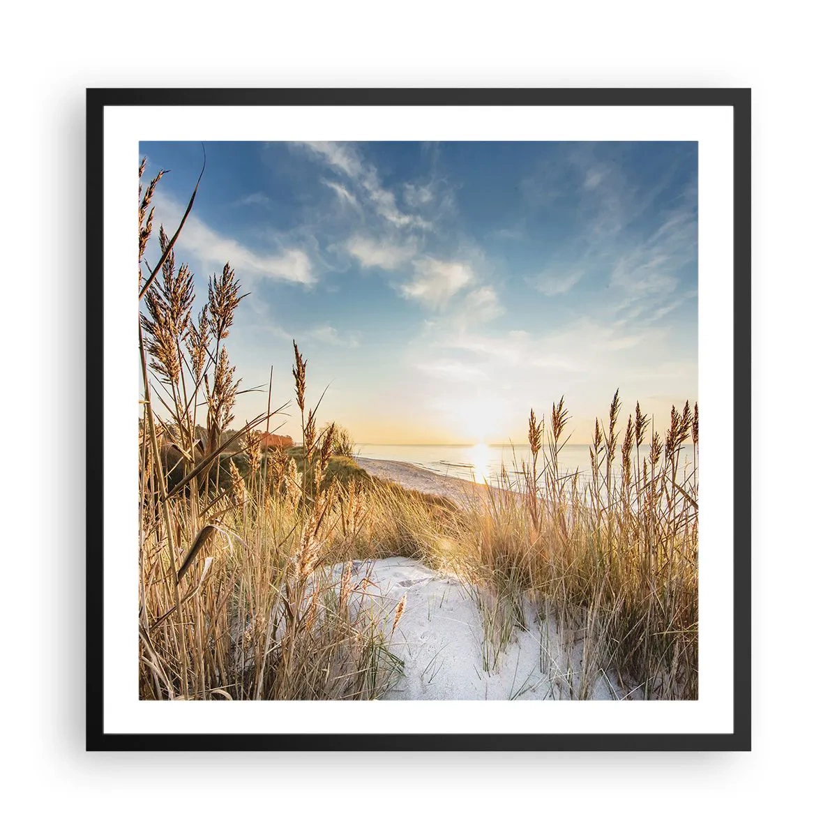 Affisch i svart ram - Nordlig strand - 60x60 cm