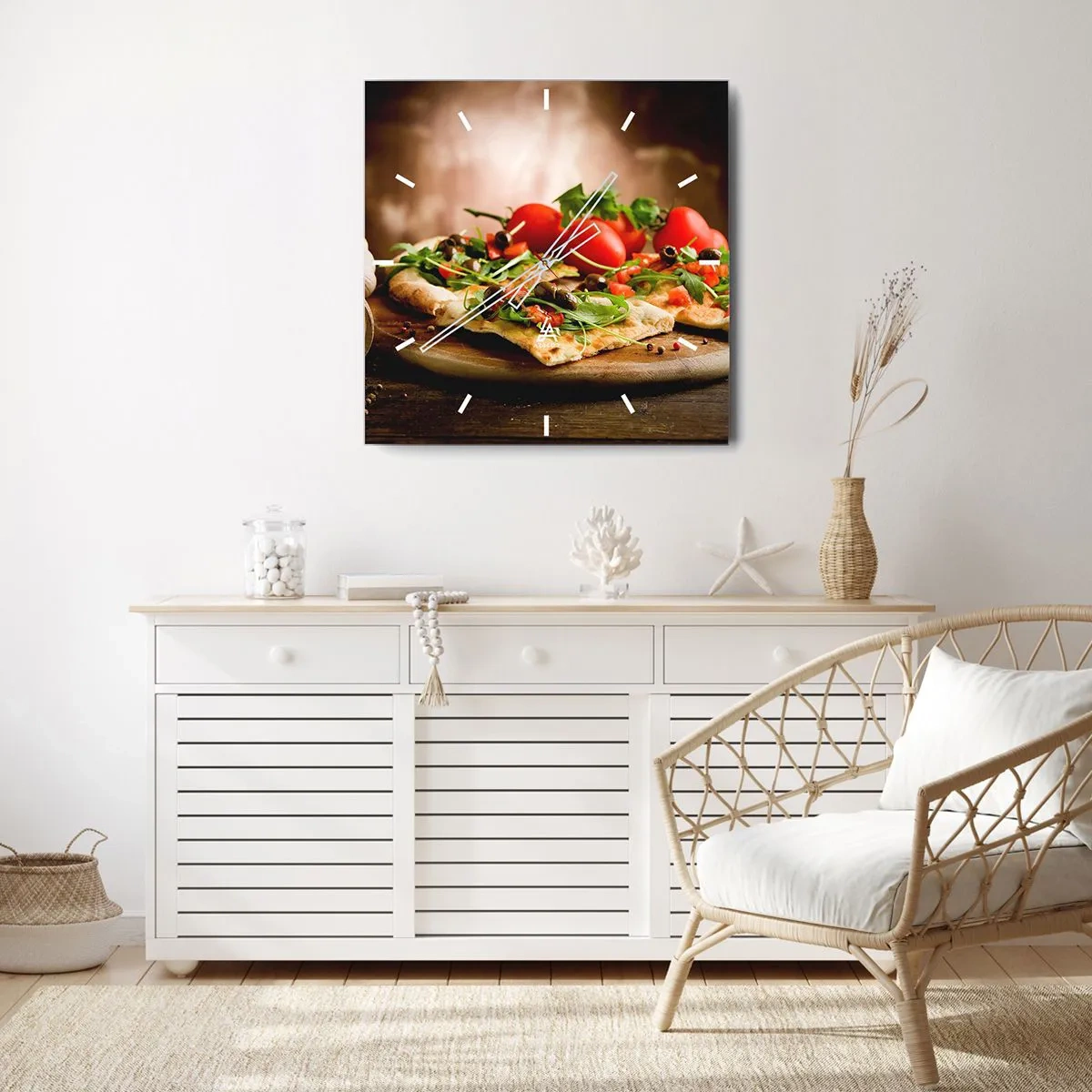 Väggklocka - Klocka på glas - Direkt från ugnen och trädgården - 30x30 cm