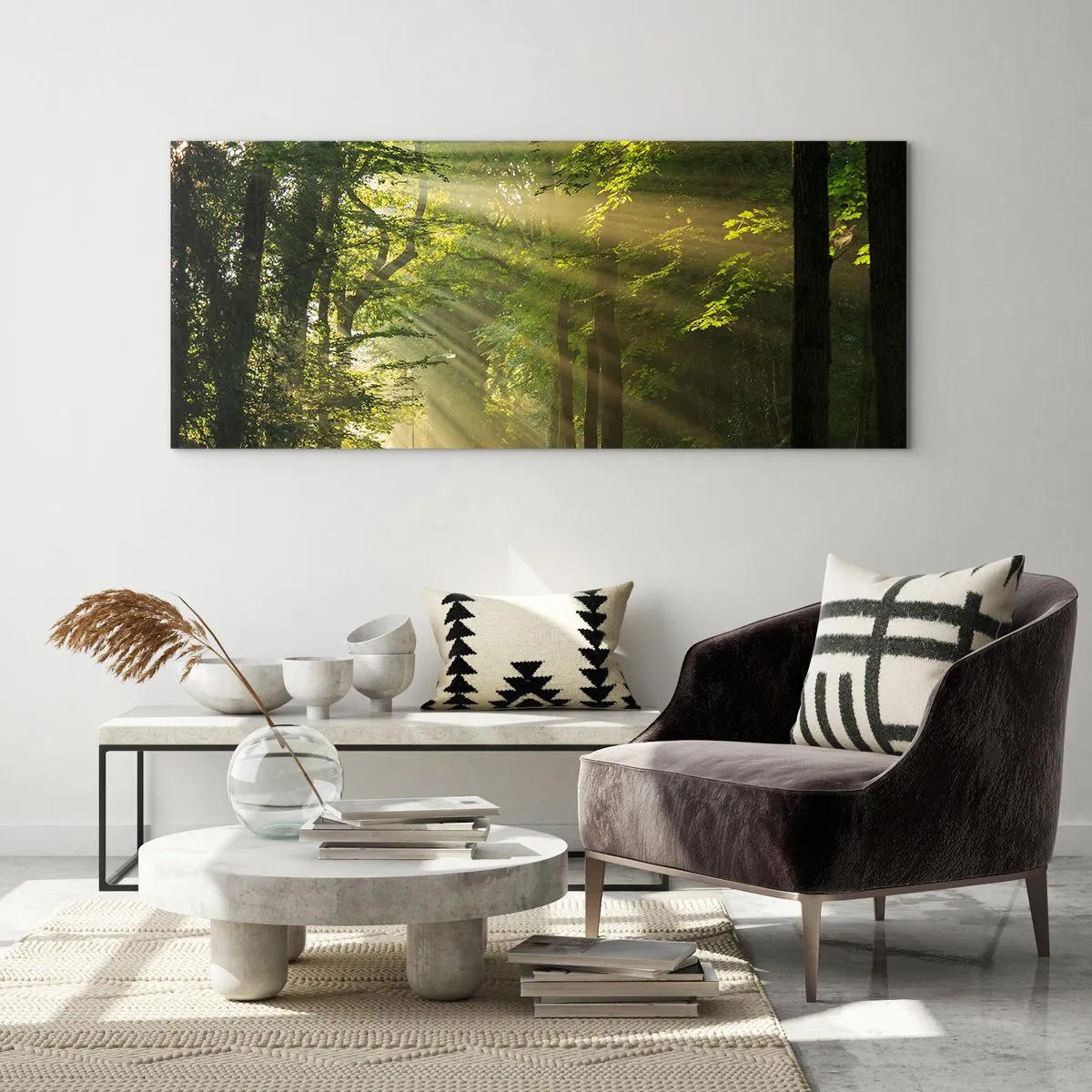 Glastavla - Bild på glas - En stund i skogen - 100x40 cm