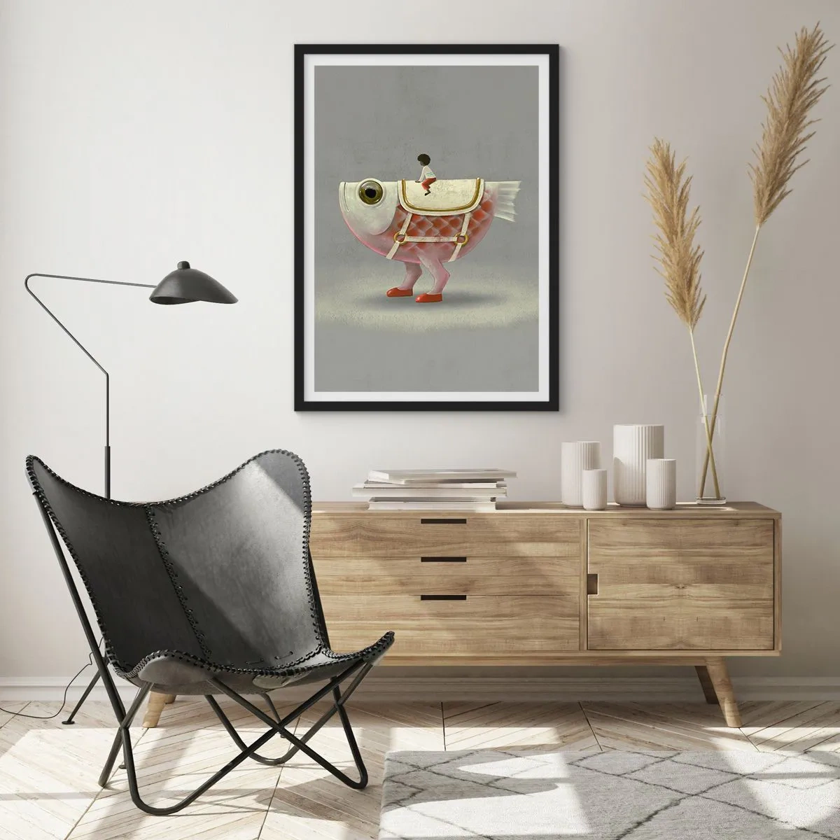 Affisch i svart ram - Fiskryttare - 30x40 cm