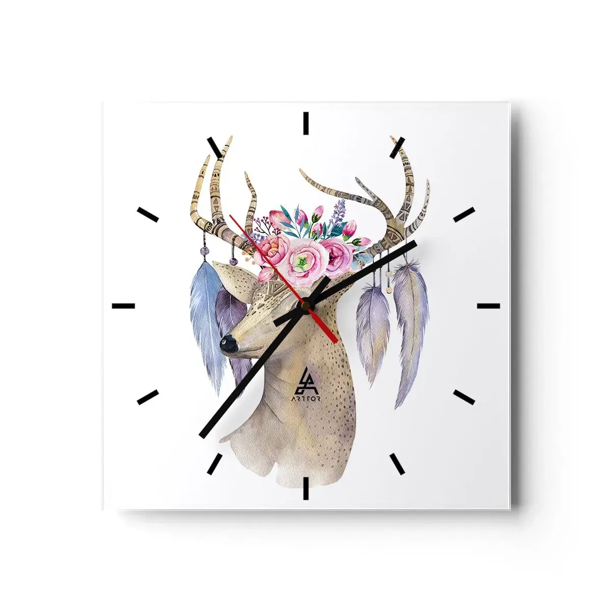 Väggklocka - Klocka på glas - Själguide - delikat, oskyldig - 30x30 cm