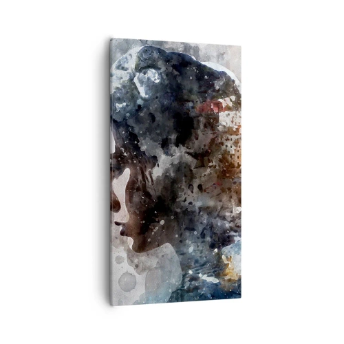 Canvastavla - Bild på duk - Berättelse om en tjej med en stad i bakgrunden - 55x100 cm