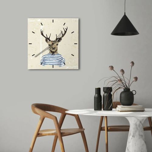 Väggklocka - Klocka på glas - Ty jag gillar randiga tröjor! - 40x40 cm