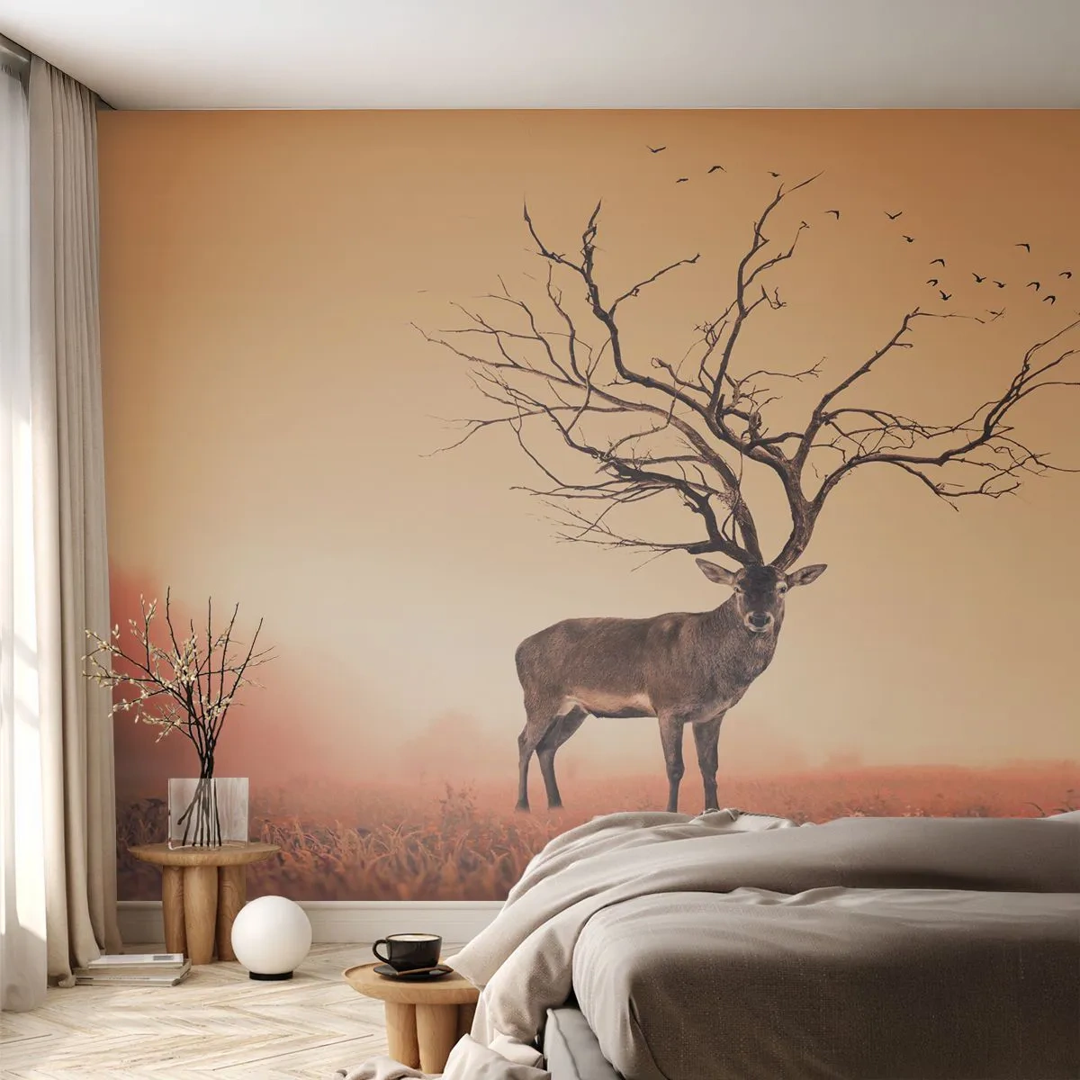Självhäftande Fototapet Deluxe Sticker - Urhjort - skogens eviga ande - Abstraktion, Rådjur, Natur - 250x175 cm