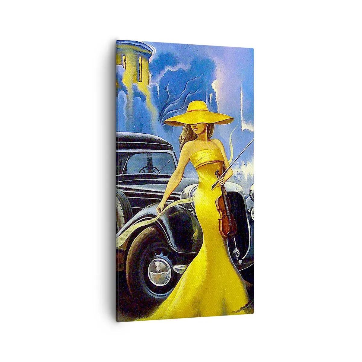 Canvastavla - Bild på duk - Nocturne för fiol och kärlek - 55x100 cm