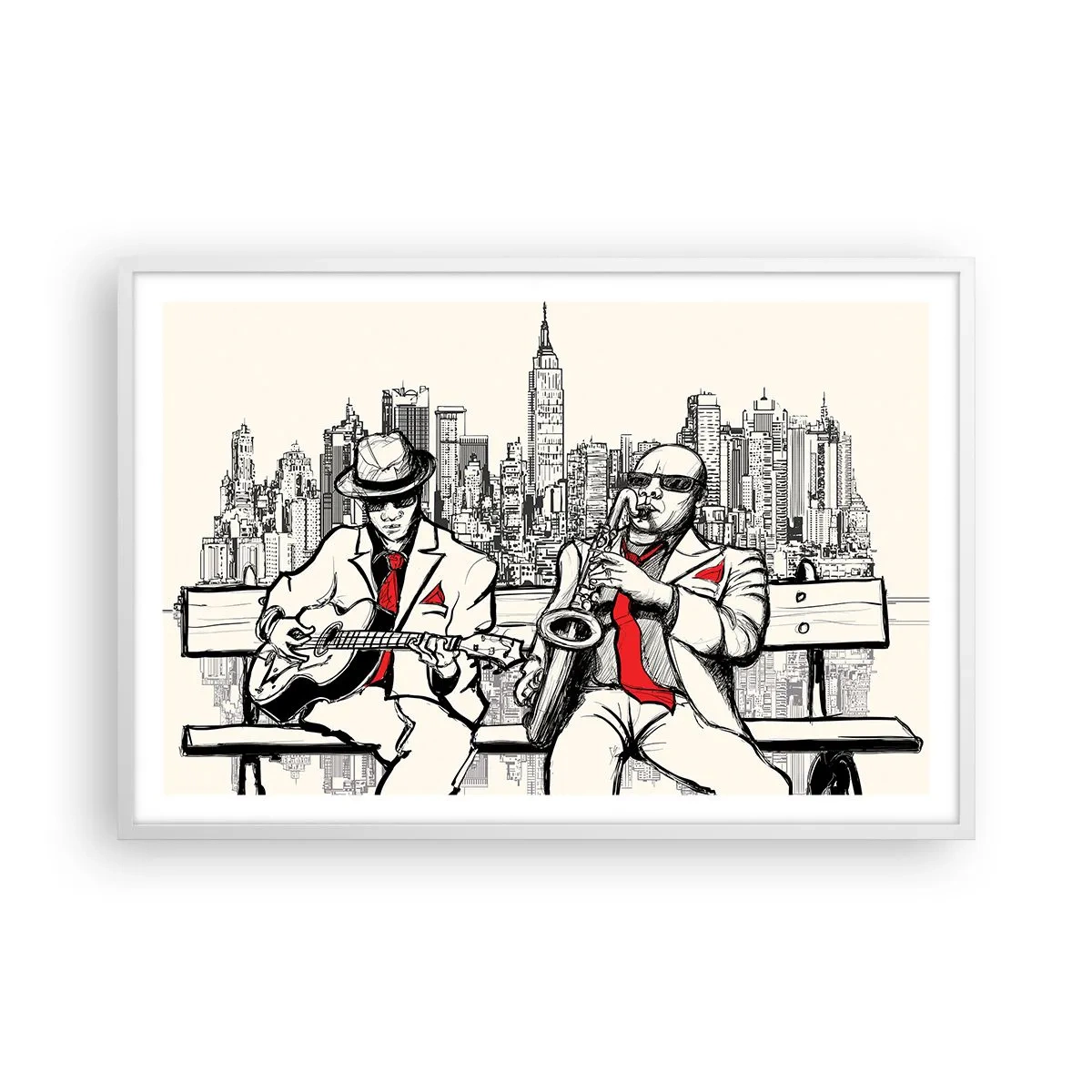 Affisch i vit ram - New Yorks improvisation - 91x61 cm
