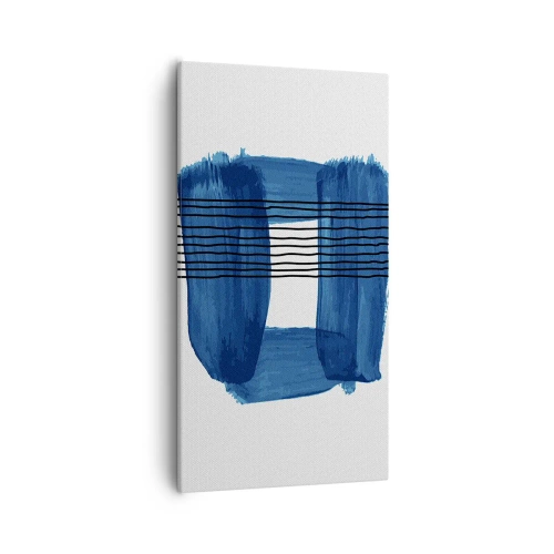 Canvastavla - Bild på duk - Svart-blå komposition - 55x100 cm