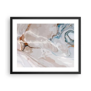 Affisch i svart ram - Blåa meanderlopp under vithet - 50x40 cm