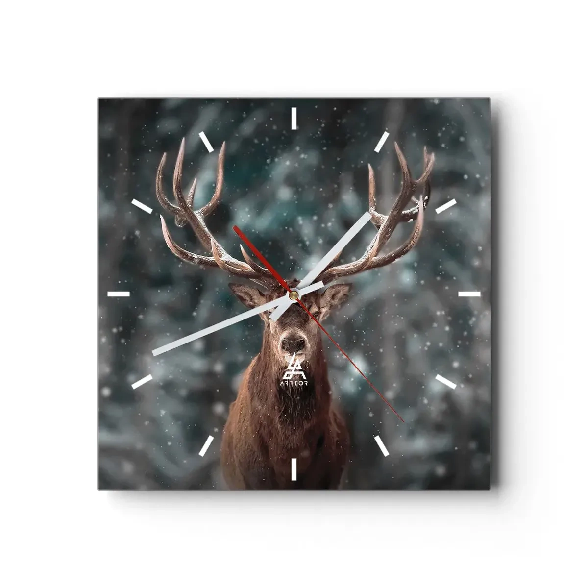 Väggklocka - Klocka på glas - Krönt skogens kung - 30x30 cm