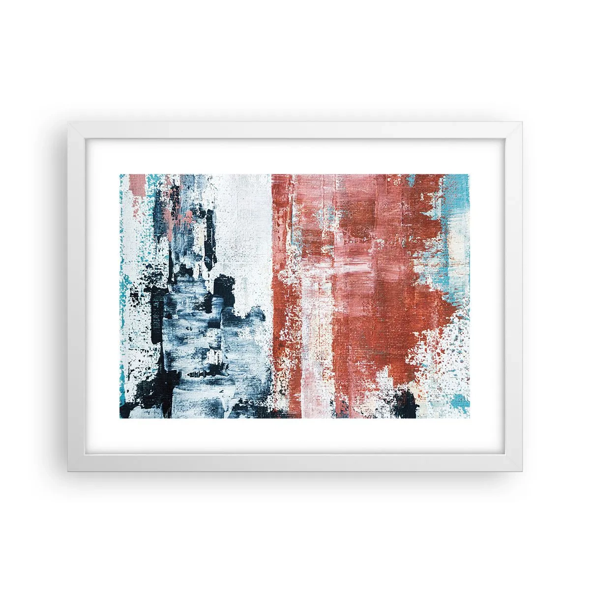 Affisch i vit ram - Abstrakt halvt om halvt - 40x30 cm