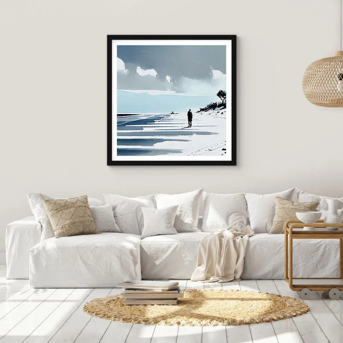 Affisch i svart ram - Ensam - 50x50 cm