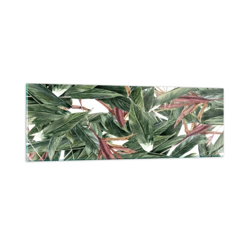 Glastavla - Bild på glas - Smaragd-lila växter - 90x30 cm