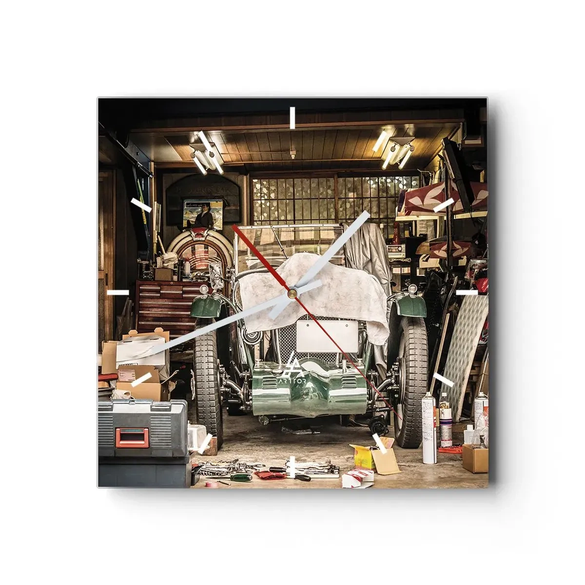 Väggklocka - Klocka på glas - Tillbaka till det förflutna - 30x30 cm