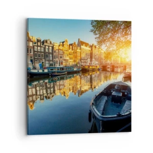 Canvastavla - Bild på duk - En morgon i Amsterdam - 70x70 cm