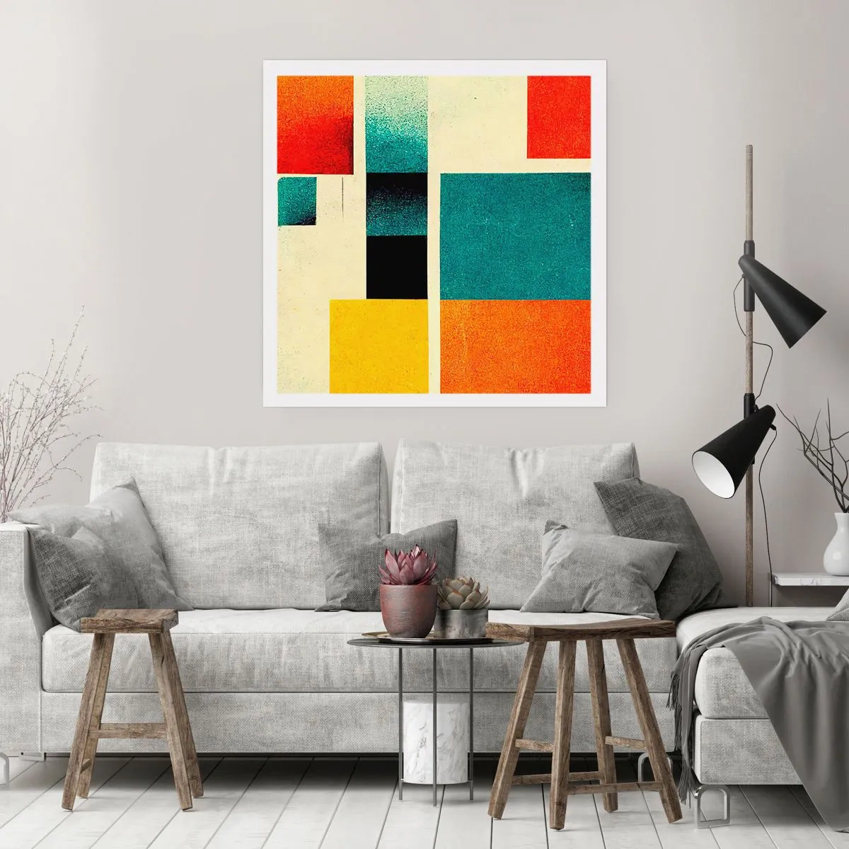 Affisch - Geometrisk abstraktion - bra energi - 40x40 cm