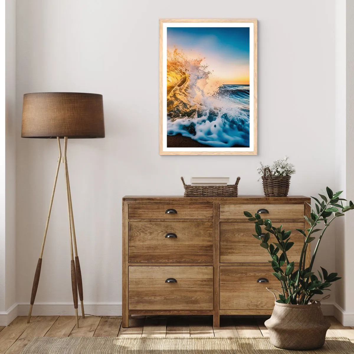 Affisch i ram av ljusek - Lek i sanden - 70x100 cm