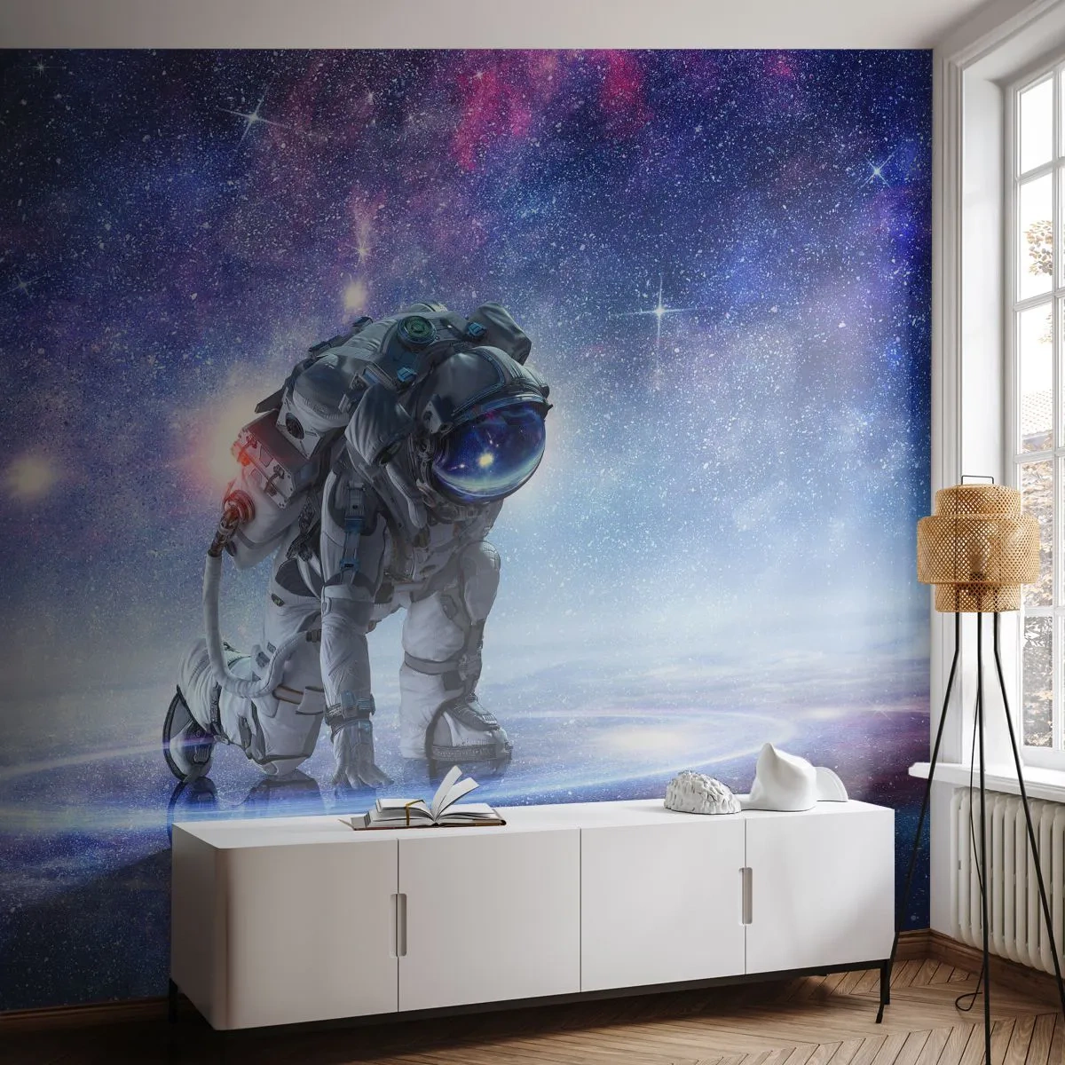 Fototapet Premium Sand - Stjärnig himmel över mig - Kosmonaut, Kosmos, Astronaut - 100x70 cm