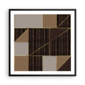 Affisch i svart ram - Mosaik av brun och guld - 60x60 cm