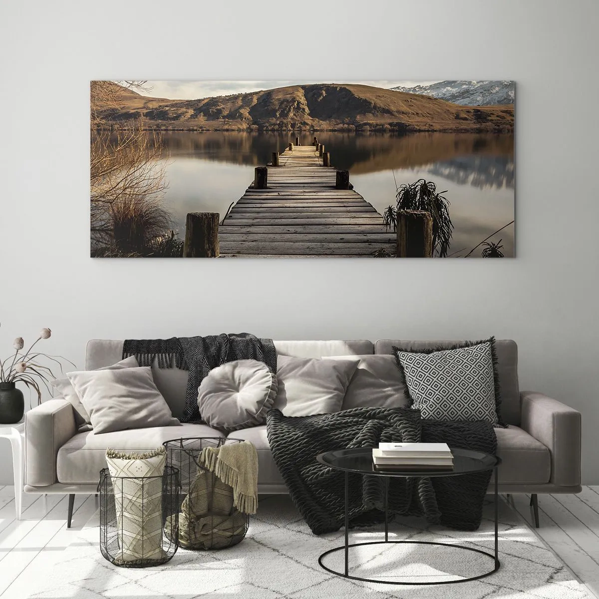 Glastavla - Bild på glas - Ett landskap i tystnad - 100x40 cm