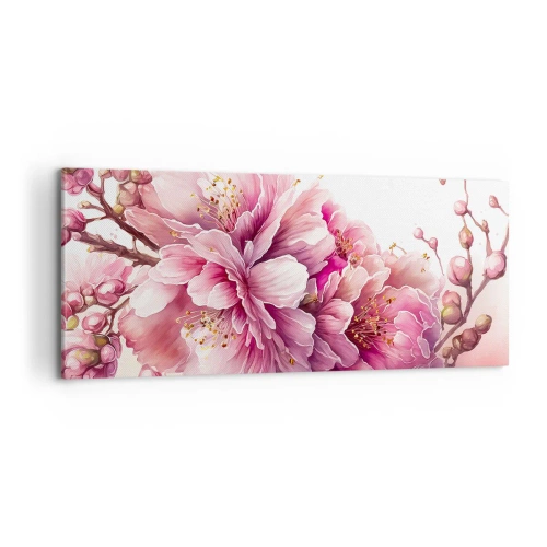 Canvastavla - Bild på duk - Blommande körsbärsblomma - 100x40 cm