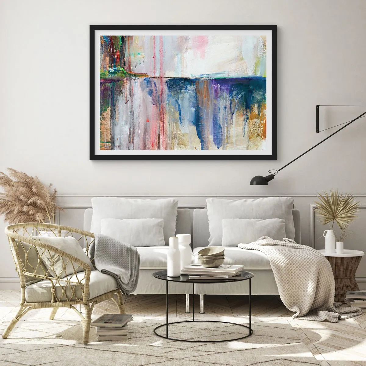 Affisch i svart ram - Färgrika intryck och associationer - 100x70 cm