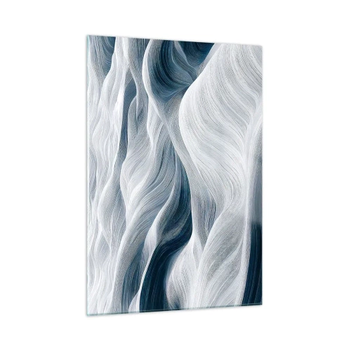 Glastavla - Bild på glas - Vitblåa vågor - 50x70 cm